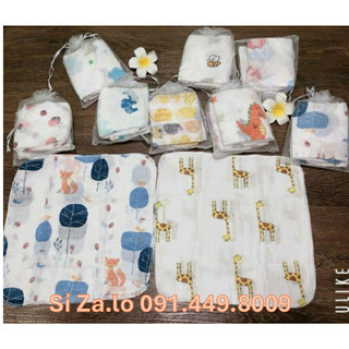 Set 10 khăn sữa sợi tre mềm mại bé sơ sinh