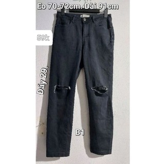 Quần jean nam eo 70-72cm, dài 91cm và eo 76cm, dài 90cm.
