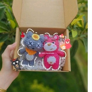 Móc khóa gấu dâu bằng len cute (ảnh thật)