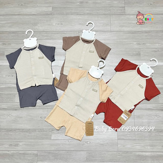 Bộ cộc tay Cookie cài thẳng sơ sinh cotton tăm phối thân siêu mềm, mát, thun giãn cho bé CO80224 Baby Born shop