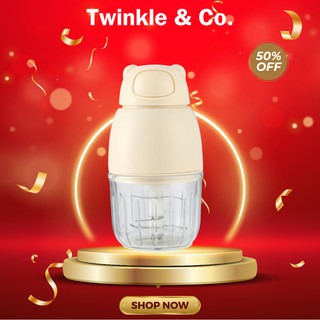 Máy Xay Ăn Dặm Cho Bé Cối Thủy Tinh Chắc Chắn 6 Lưỡi Inox Không Gỉ Dung Tích 300ml Công Suất 200W Xay Thịt Xay Sinh Tố