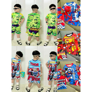 Đồ bộ thun lạnh cho bé trai bé gái in hoạt hình siêu nhân khủng long mèo size nhí đại từ 8 đến 40kg