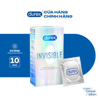 Bao cao su durex chính hãng, invisible siêu mỏng, size 52mm, hộp 3 chiếc và 10 chiếc