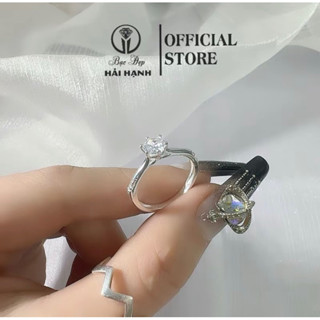 nhẫn nữ bạc ta thiết kế đai viền đá chéo siêu sang chảnh (kèm hộp) HHJ