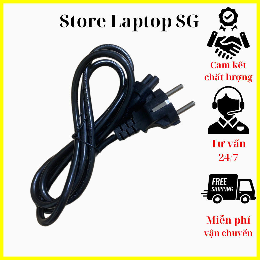 Dây cáp nguồn sạc Laptop 1m New 100% Dùng cho Bộ Sạc Laptop Dell Hp Lenovo Acer Asus Sony Toshiba Msi