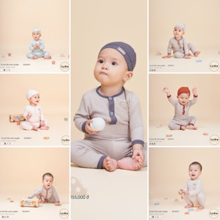 Bộ quần áo sơ sinh Cookie cài giữa tone xám sữa chất cotton tăm thun co giãn mềm mướt cho bé CK241003 Baby Born shop