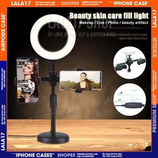 Đèn Livestream Để Bàn 3 Chế Độ Sáng Kẹp 2 Điện Thoại Có Đèn Hỗ Trợ, Quay Tiktok, Make Up, selfie[LED-LIVE2]