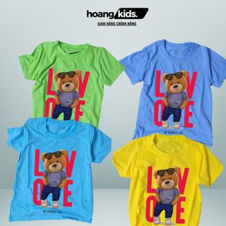 Áo thun Gấu Bear cho bé, áo hình gấu đeo kính sành điệu siêu ngầu unisex cho bé từ 12kg-45kg