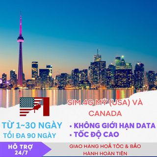 Sim du lịch mỹ và canada 4g không giới hạn internet tốc độ cao - ngày linh hoạt - có esim