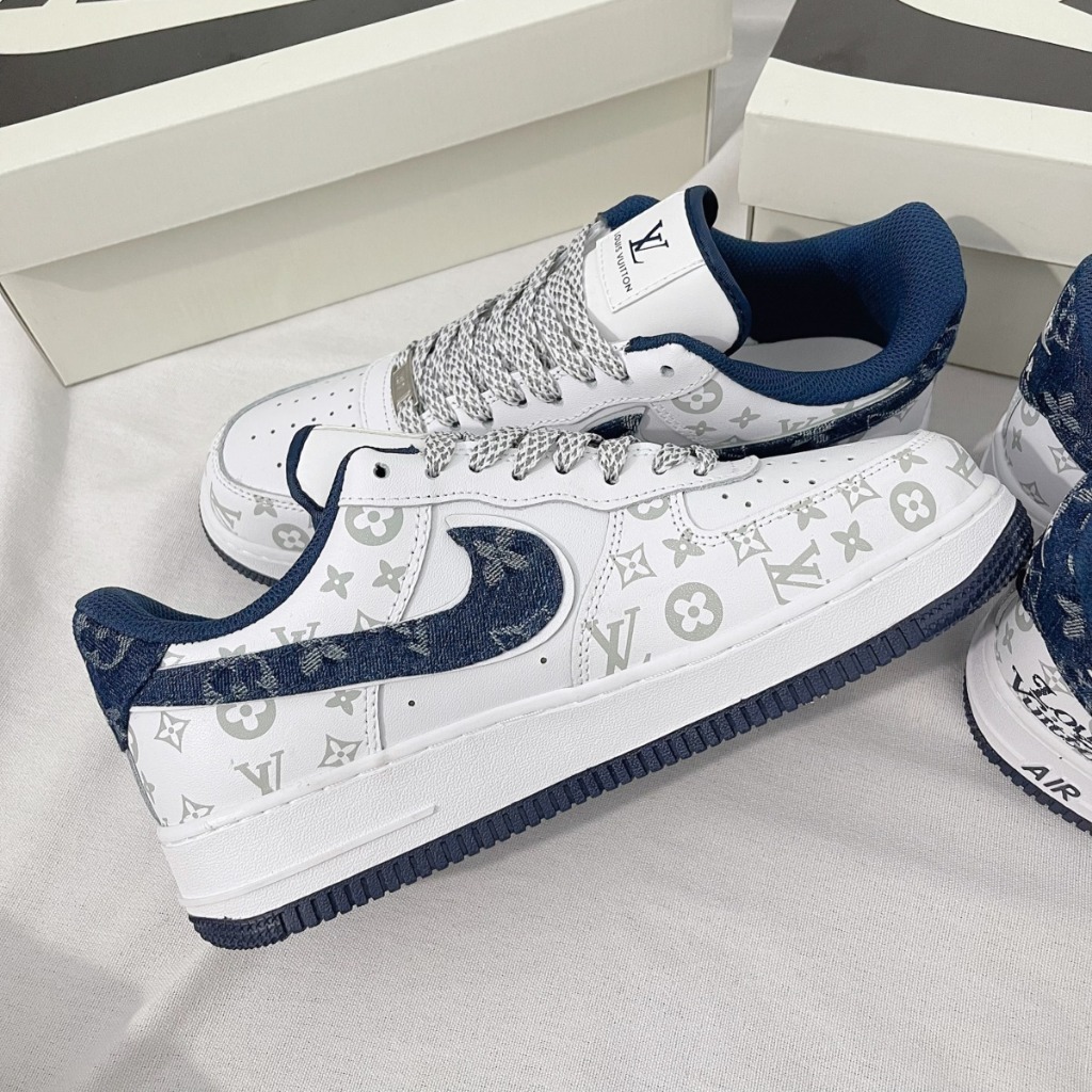 Giày_AF1 Lv, Giày_AF1 Lv Denim White Blue Nam Nữ Độc Lạ Cá Tính Phù Hợp Đi Học Đi Chơi Full Box Bill, giày af1 lv | BigBuy360 - bigbuy360.vn