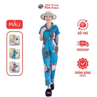 [N14,N15,N16] - Đồ bộ Pijama nữ tay ngắn mặc nhà màu trung niên có hoạ tiết - Chất liệu lụa Pháp cao cấp