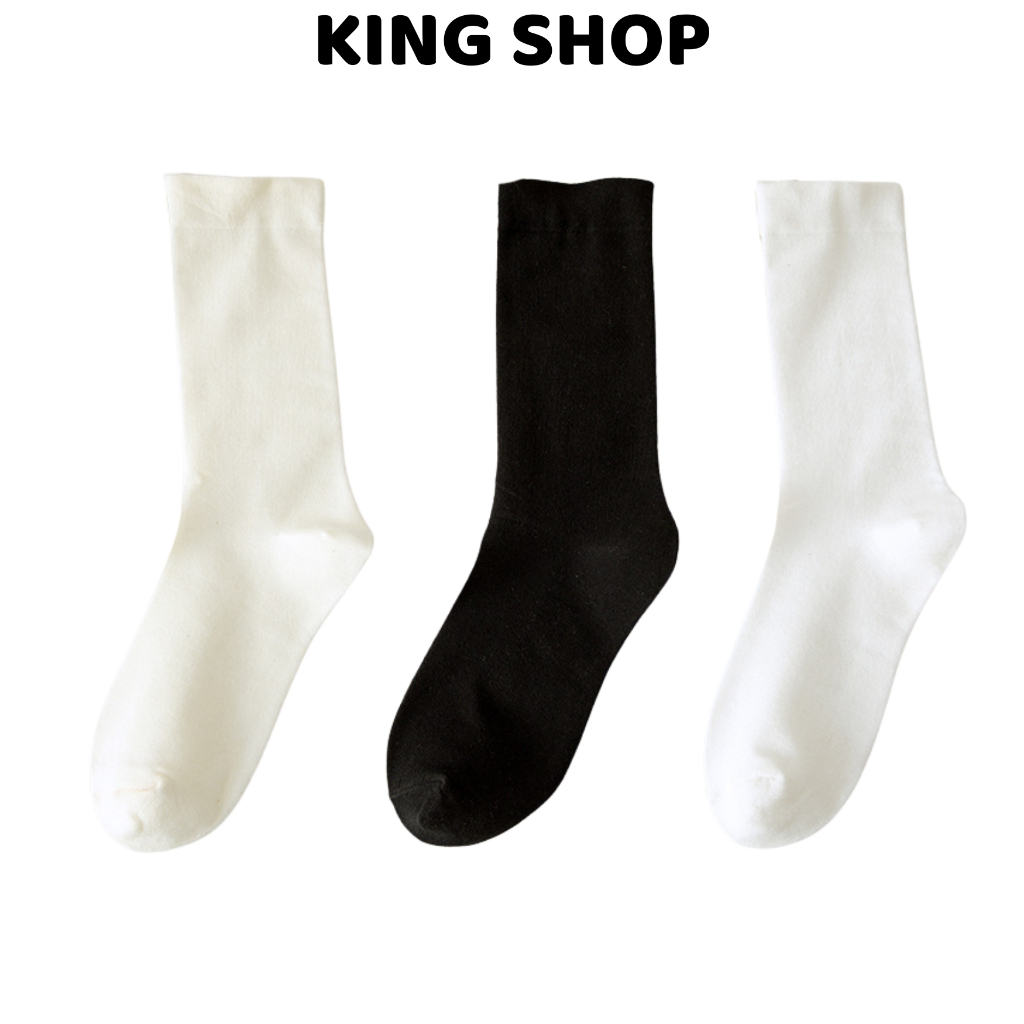 Tất vớ nữ cổ trung cotton mềm mại thông thoáng dễ phối giày KingShop T786