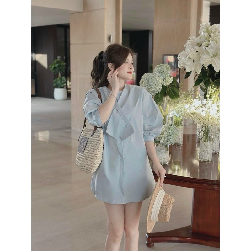 ĐẦM SƠMI CỔ V ĐẮP