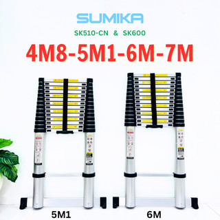  Thang nhôm rút đơn Sumika chân ngang tải trọng 300kg Chiều cao tối đa 4m8 5m1 6m 7m. Bảo hành 2 Năm 