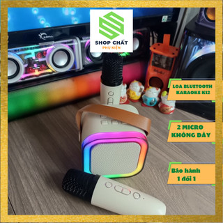 Loa bluetooth karaoke k12, loa bluetooth karaoke mini 2 mic ko dây pin sạc cực hay phụ kiện khang thịnh