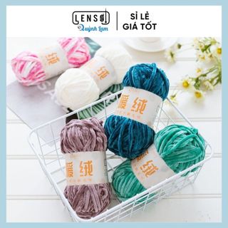 Len nhung Chenille mềm mịn nhẹ không rụng lông 100gr - Tiệm nhà Lam
