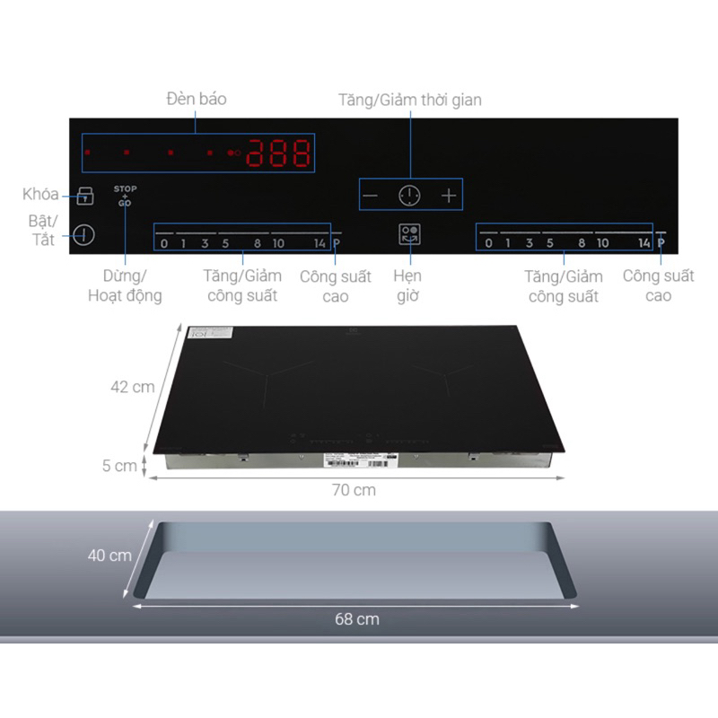 Bếp từ đôi lắp âm Electrolux EHI7260BB