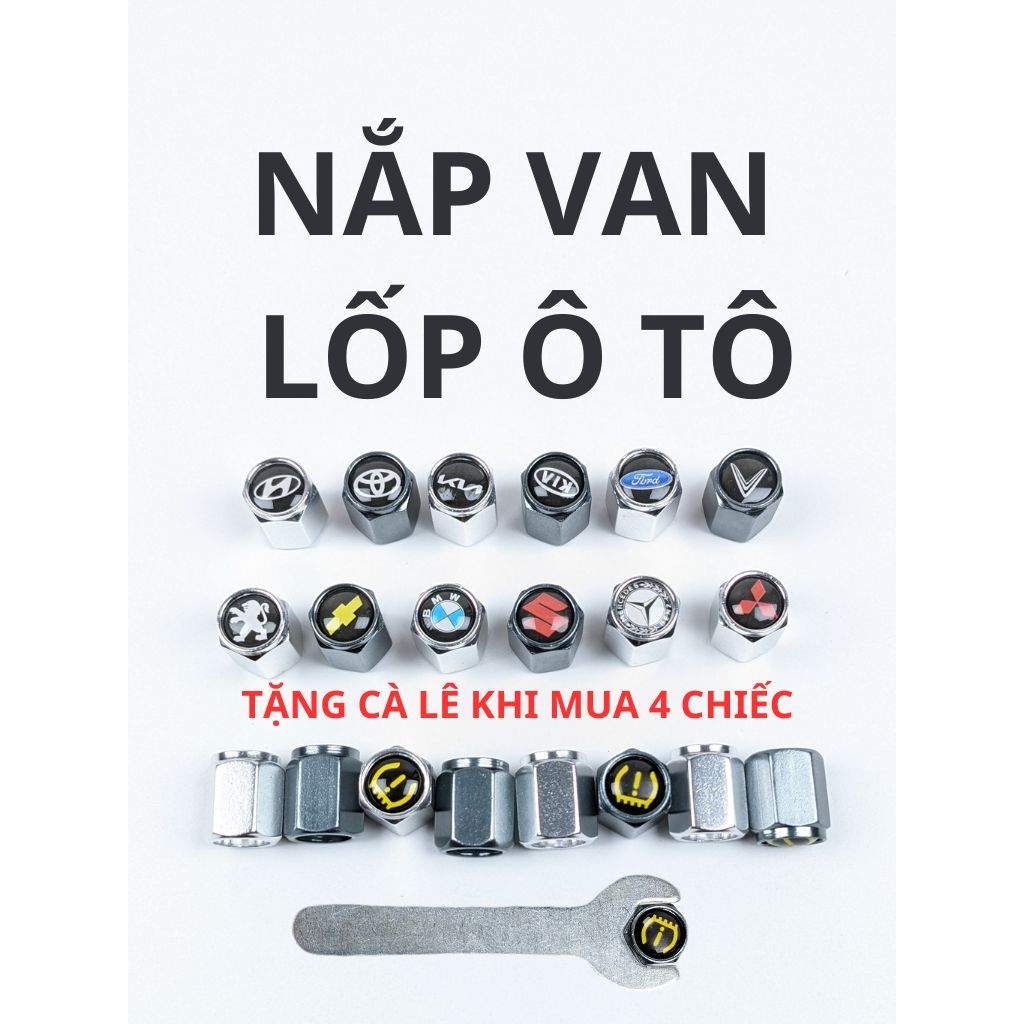 Nắp van lốp ô tô,Nắp van thay thế cho van cảm biến áp suất lốp trong logo các hãng xe.nắp van cảm biến áp suất lốp trong