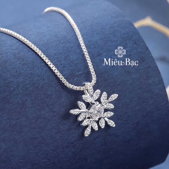 Dây chuyền bạc nữ hoa tuyết đính đá Miêu Bạc vòng cổ xinh chất liệu bạc S925 thời trang phụ kiện trang sức nữ D400625