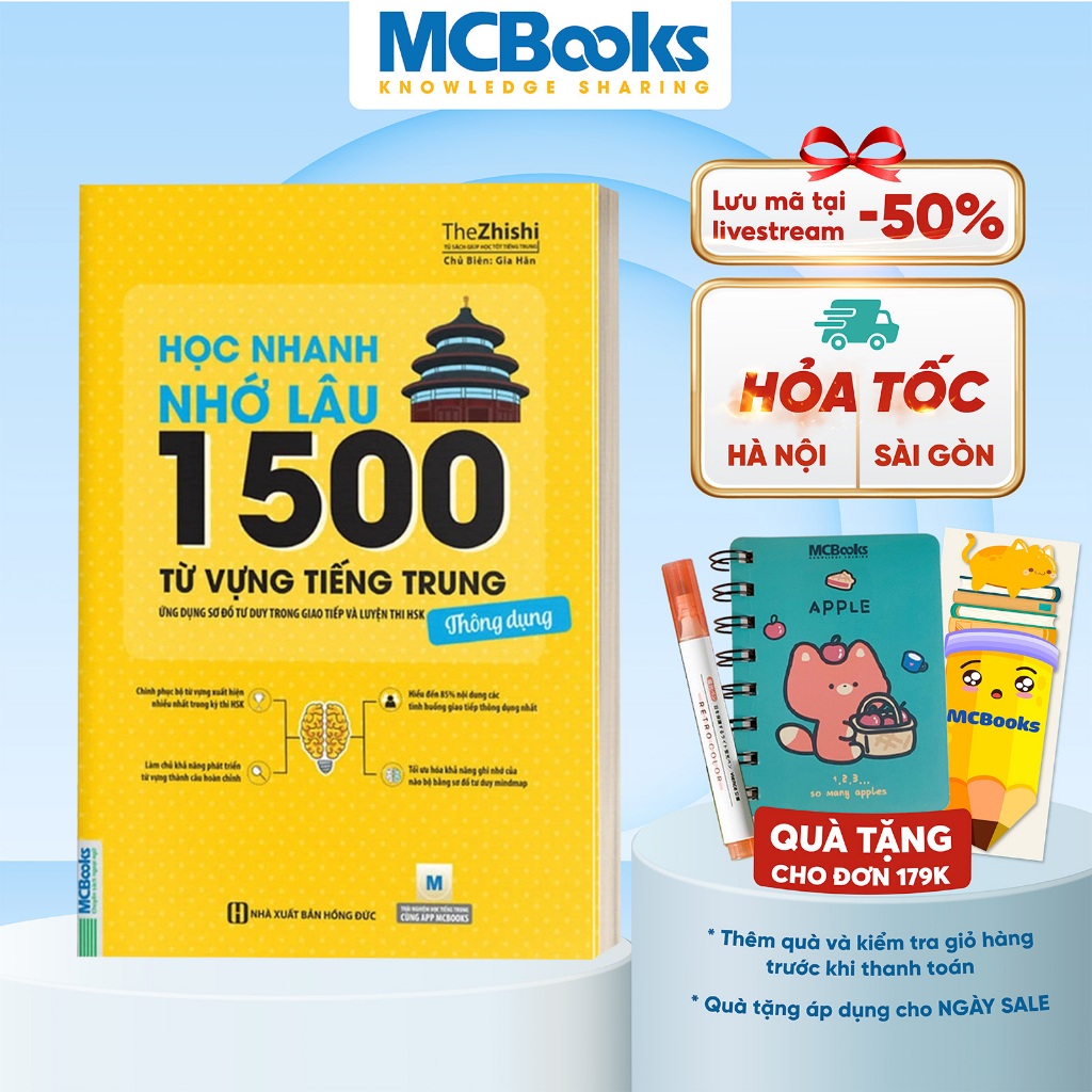 Sách - Học Nhanh Nhớ Lâu 1500 Từ Vựng Tiếng Trung Thông Dụng - MCBooks