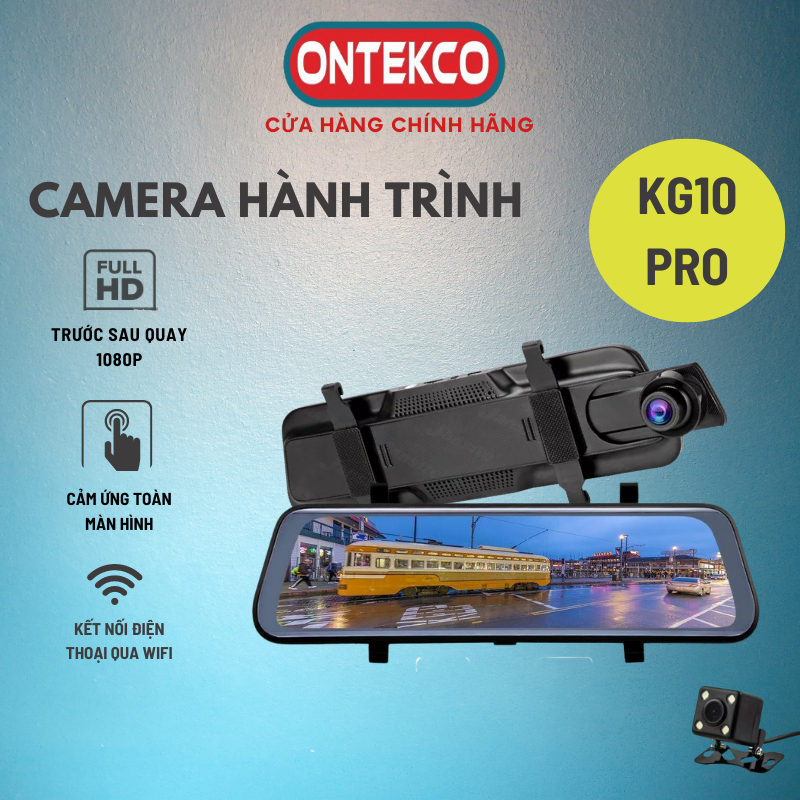Camera hành trình ONTEKCO KG10 Pro có wifi,màn gương cảm ứng 10 inh, Full HD 1080P ghi hình trước sau- Bảo hành 12 tháng | BigBuy360 - bigbuy360.vn