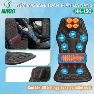 Ghế đệm massage trên ô tô và tại nhà Nikio NK-150 - Con lăn 3D kết hợp rung và nhiệt sưởi, túi khí