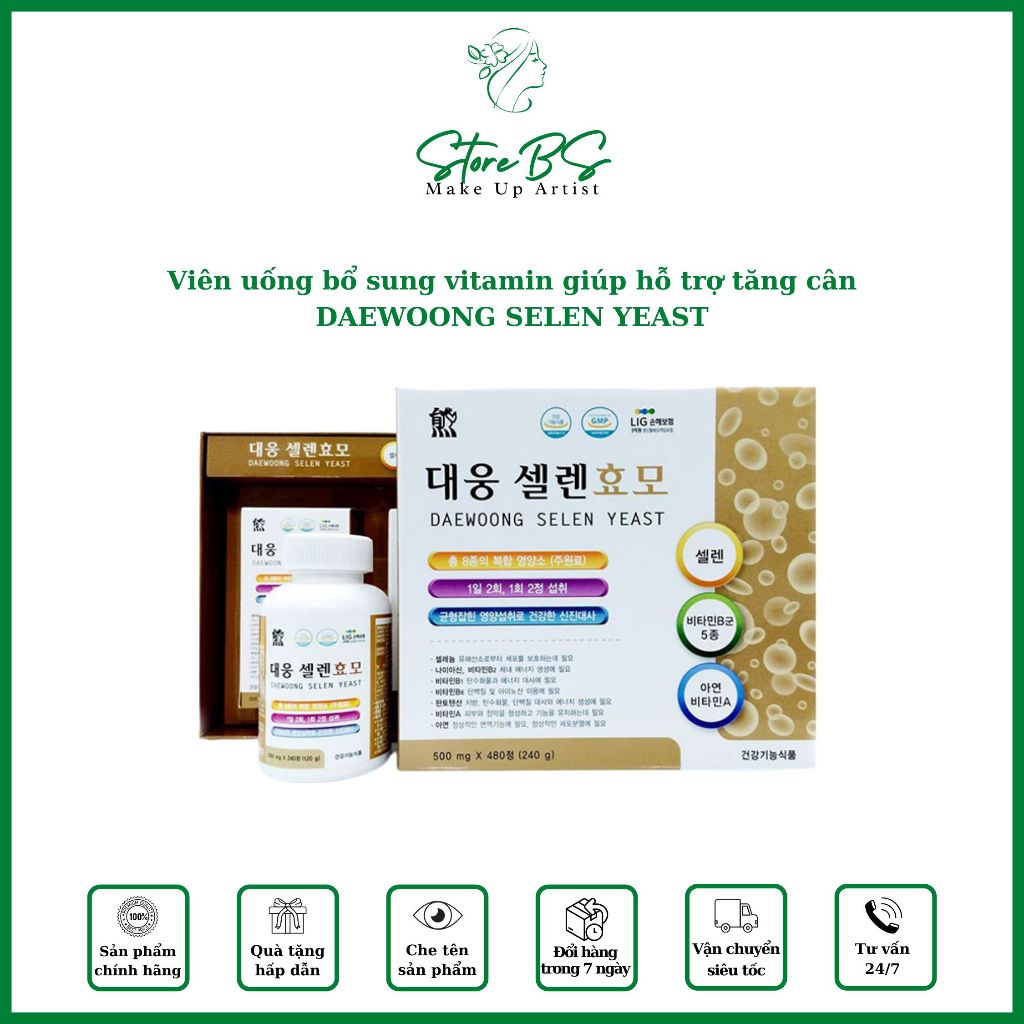 Viên Uống Vitamin Hỗ Trợ Tăng Cân DAEWOONG SELEN YEAST Hàn Quốc