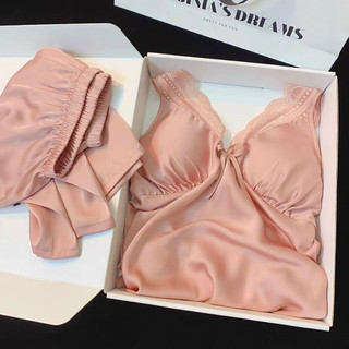 Bộ đồ ngủ nữ 2 dây mặc nhà lụa satin cao cấp