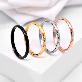 Nhẫn titan chỉ trơn 2 mm nam nữ bốn màu lựa chọn sáng bóng không gỉ