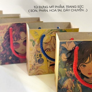 𝐂𝐨𝐦𝐛𝐨 𝟏𝟎 túi giấy kraft đựng phụ kiện, mỹ phẩm, trang sức - Họa tiết Anime dễ thương