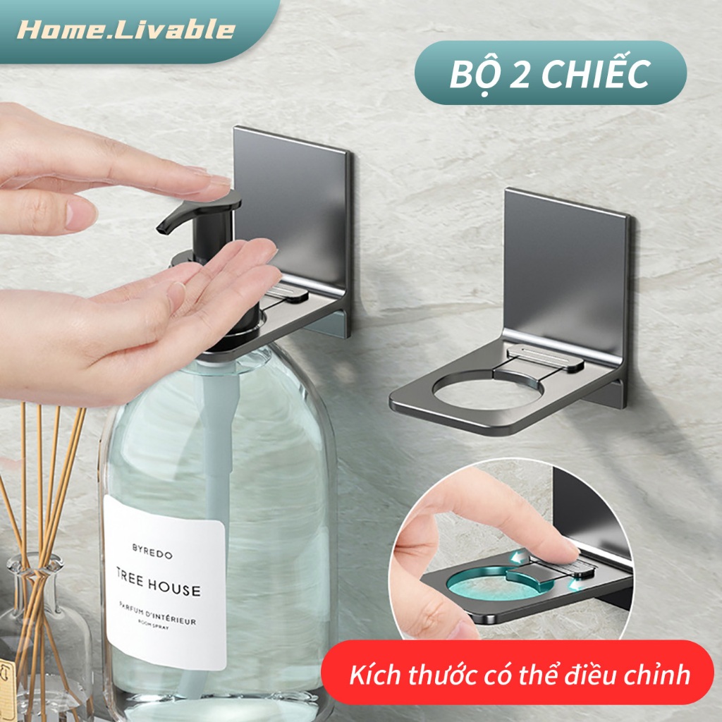 Móc Dán Tường Treo Chai Dầu Gội Móc treo cổ chai dầu gội 2PCS Giá Đỡ Chai Dầu Gội Sữa Tắm Xà Phòng G