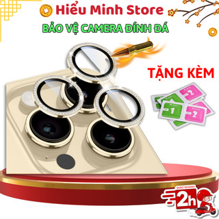 Kính cường lực dán bảo vệ camera iphone đính đá 15 Promax , 15 Pro ,15, 14Promax 14Pro mắt bảo về từng ống kính.