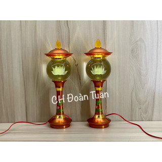 Cặp 2 cây đèn thờ quả cầu pha lê - đèn thờ cúng trang trí