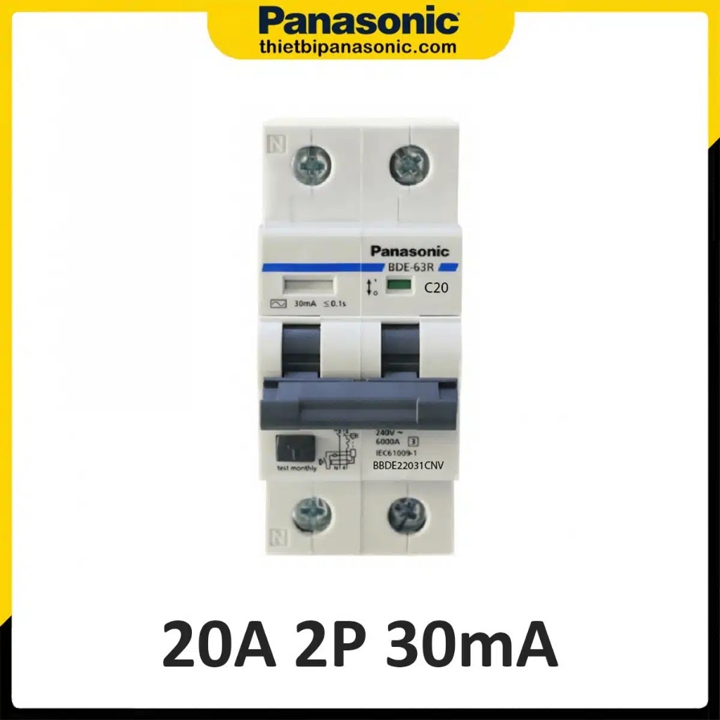 RCBO (CB tép chống giật) Panasonic BBDE 2P 20A-63A