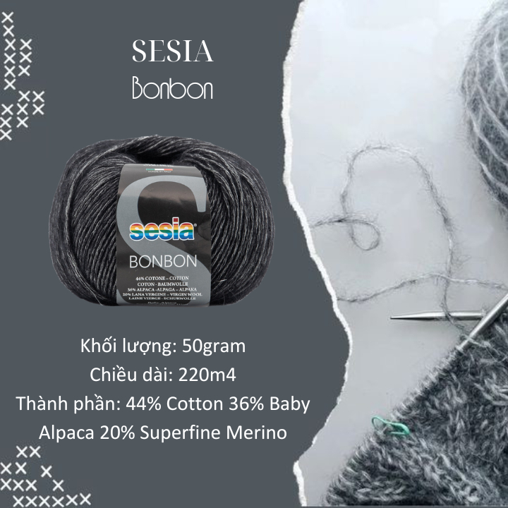 Cuộn len sợi mohair dệt, len mohair mùa đông  Sesia BONBON