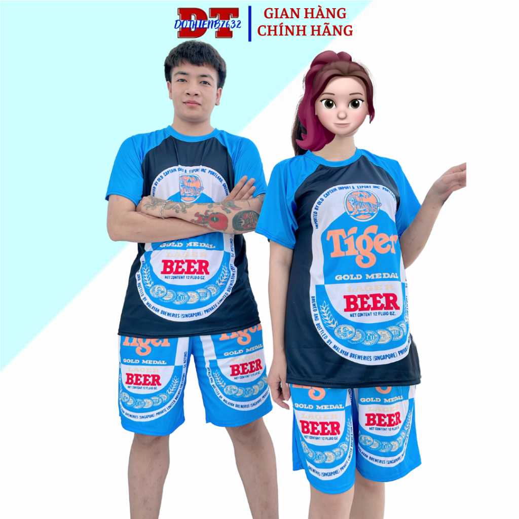 🚚 FREESHIP 🚚 Set Bộ Thể Thao Hè Cộc Tay Quần Rộng Phối Họa Tiết BIA TIGER Form Unisex Nam Nữ Mặc Được - DTB