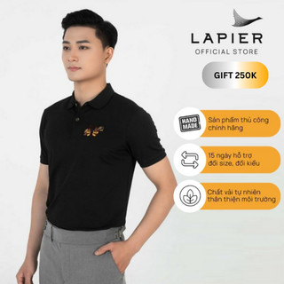 Áo polo nam cao cấp lapier thêu thủ công ong coffee chất liệu co giãn cao cấp