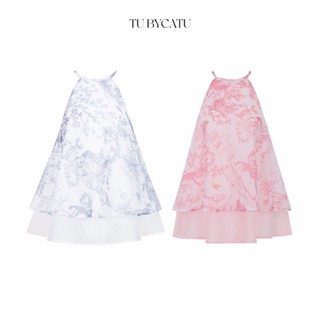 TUBYCATU | Áo yếm in hoạ tiết 2 màu Xanh Dương/ Hồng