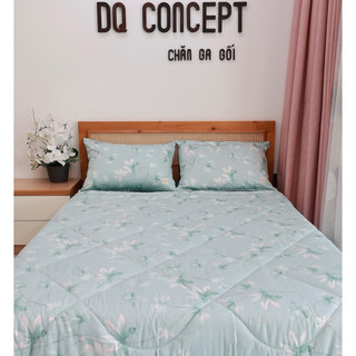 {trọn bộ hoặc đặt lẻ} GA GỐI COTTON LỤA HÀN QUỐC/ Hoa lá xanh