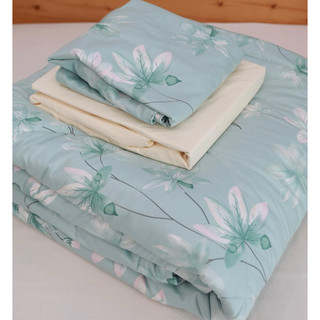 {trọn bộ hoặc đặt lẻ} GA GỐI COTTON LỤA HÀN QUỐC/ Hoa lá xanh