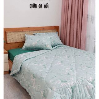{trọn bộ hoặc đặt lẻ} GA GỐI COTTON LỤA HÀN QUỐC/ Hoa lá xanh