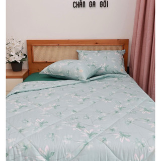 {trọn bộ hoặc đặt lẻ} GA GỐI COTTON LỤA HÀN QUỐC/ Hoa lá xanh