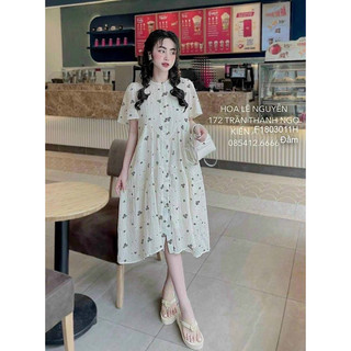 Đầm hoa nhí suông kiểu cổ tròn tay ngắn 0324 thaotranshop90