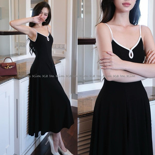 KaimKim Đầm 2D Thun Gân Dáng Maxi Khoét Giọt Nước K06