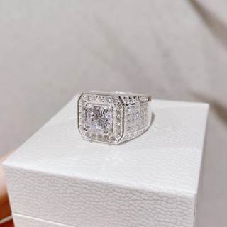  Nhẫn nam bạc thật - nhẫn đá tấm li ti rất sáng đẹp dày dặn 