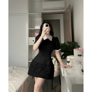Váy đi tiệc cổ sơ mi kèm ảnh thật
