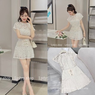 Set váy đầm ren trắng kèm áo quây bên trong, chân váy ren trắng xếp ly thiết kế cao cấp sang trọng, dự tiệc cưới,sự kiện