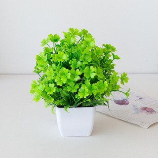 CÂY Hoa GIẢ Chậy cây cỏ 4 lá may mắn, sen đá kèm chậu- Phú Quý Cát Tường, trang trí, để bàn