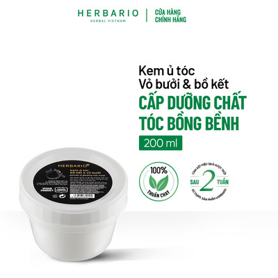 Kem ủ tóc bồ kết & vỏ bưởi herbario 200ml giúp tóc óng ả, mềm mại
