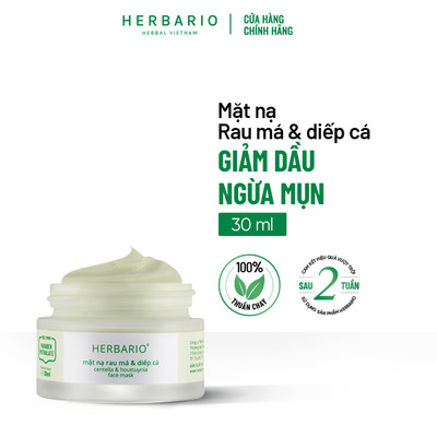 Mặt nạ Rau Má & Diếp Cá giảm dầu, mụn Herbario 30ml thuần chay